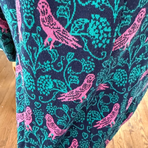 Boden Aria Jersey Jacquard Bird Women's Sweater in Pink and Blue Green - Picture 5 of 8